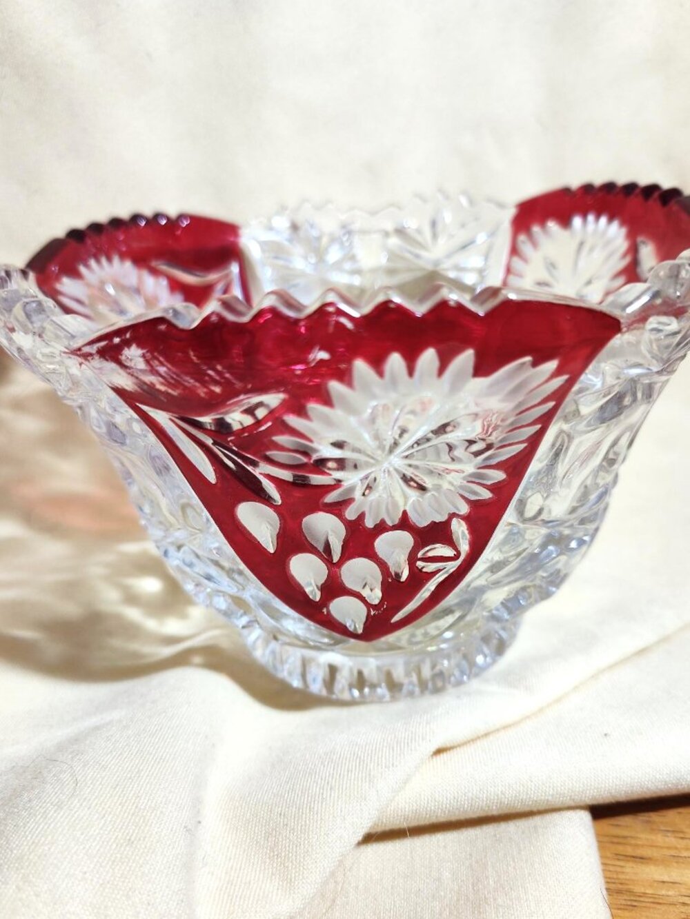 1950s Lead Crystal Ruby Flash Bowl – Anna Hütte Asti Bleikristall SHIPS FREE
